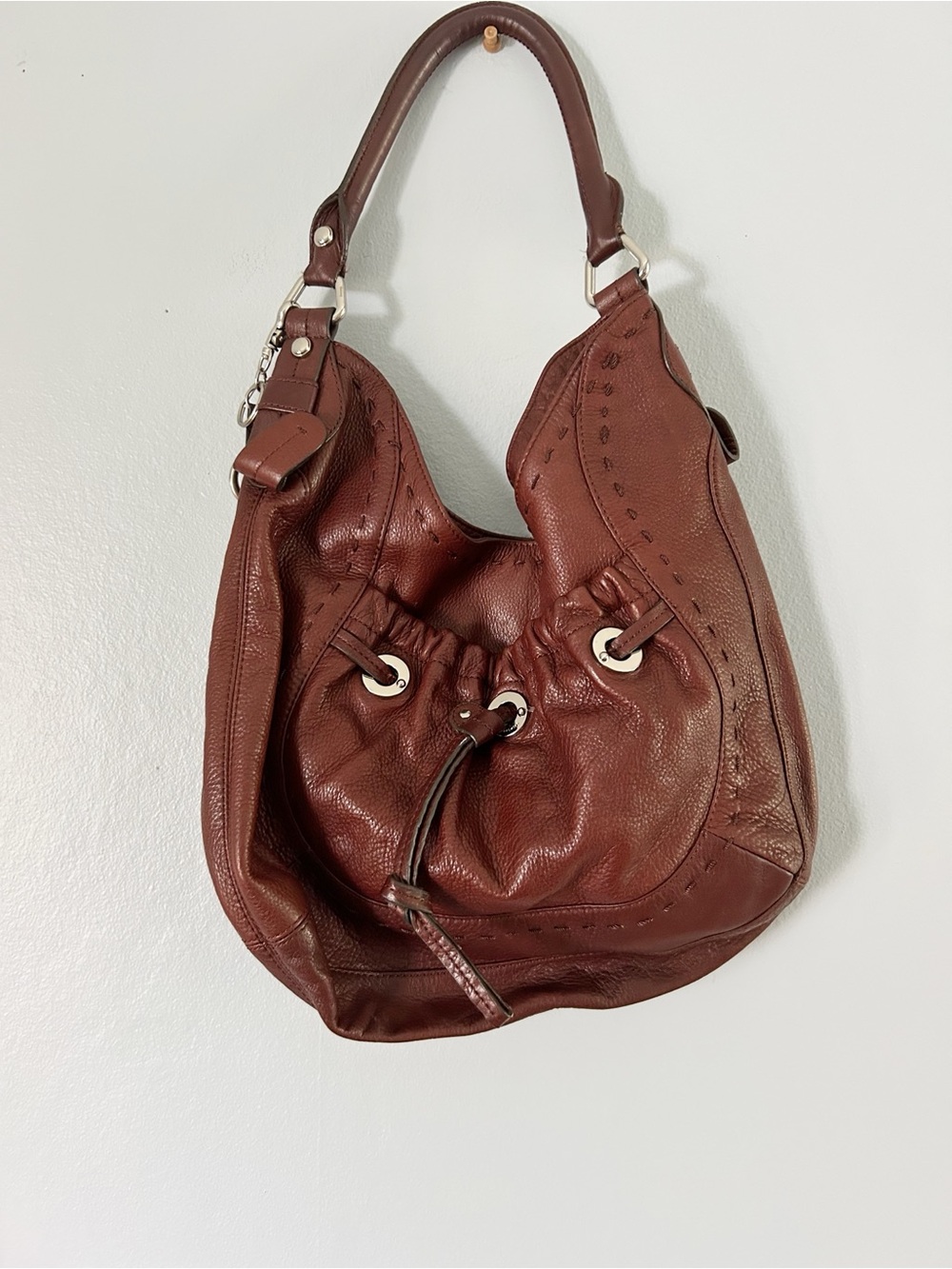 B makowsky • Brown Leather shoulder Hobo Bag y2k